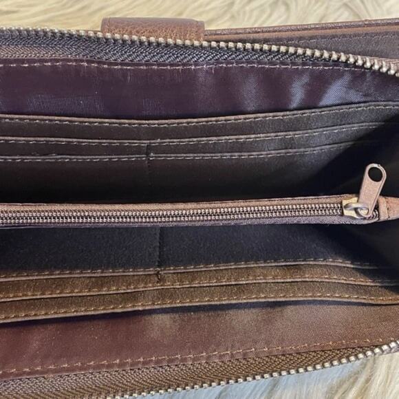 Sofia Bellina Brown Leather Wristlet Wallet Supple Leather Multi Slot & Pocket - Picture 10 of 11